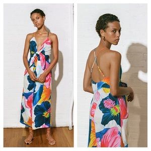 NWT Mara Hoffman Lolita White Multi Floral Hibiscus Sundress Maxi